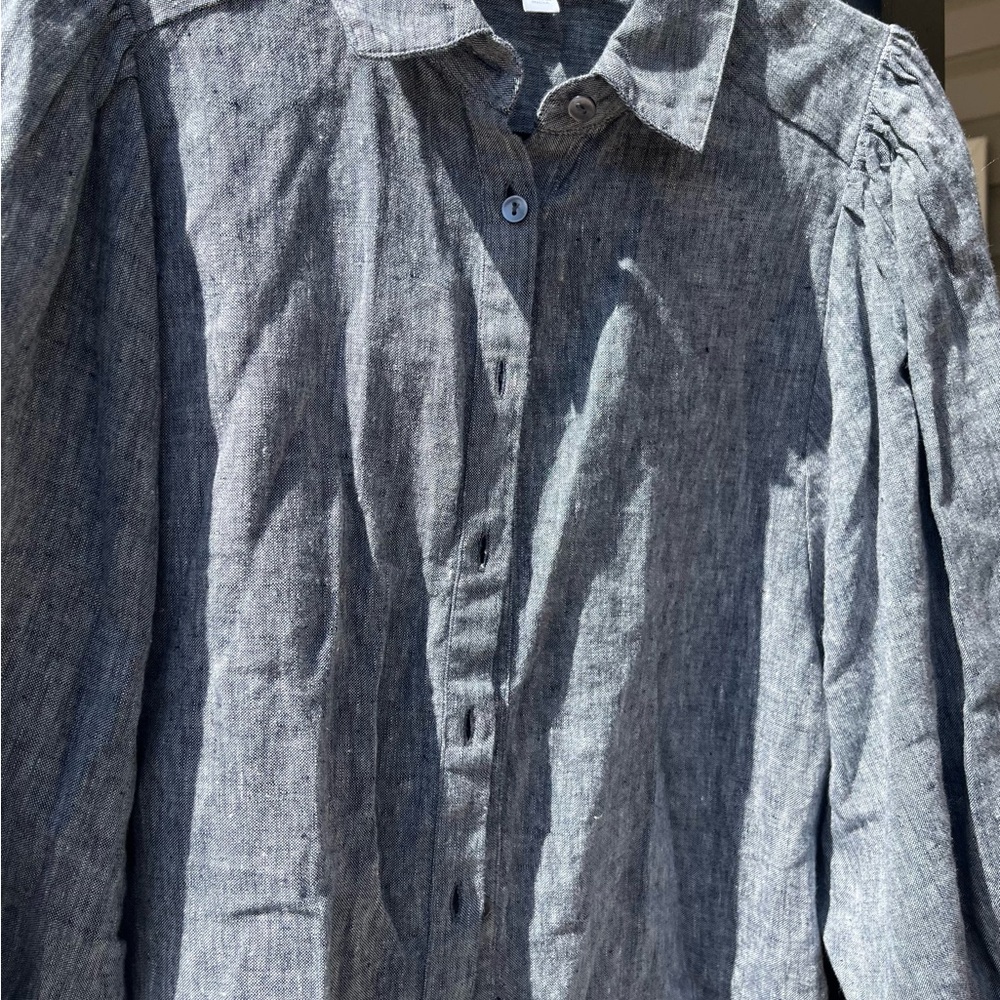 Chico’s Blue Linen Button-Up Shirt
